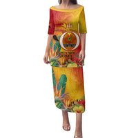 Papua New Guinea Independence Day Family Matching Puletasi and Hawaiian Shirt 50th Anniversary Unity in Diversity LT14 Mom's Dress Red - Polynesian Pride