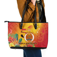 Papua New Guinea Independence Day Leather Tote Bag 50th Anniversary Unity in Diversity LT14 - Polynesian Pride