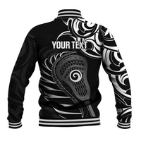 Personalised New Zealand Silver Fern Lacrosse Baseball Jacket Aotearoa Maori Pattern