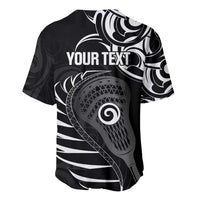 Personalised New Zealand Silver Fern Lacrosse Baseball Jersey Aotearoa Maori Pattern