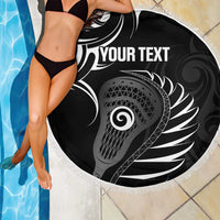 Personalised New Zealand Silver Fern Lacrosse Beach Blanket Aotearoa Maori Pattern