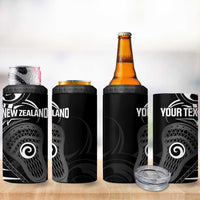 Personalised New Zealand Silver Fern Lacrosse 4 in 1 Can Cooler Tumbler Aotearoa Maori Pattern LT14 - Polynesian Pride