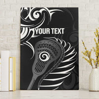 Personalised New Zealand Silver Fern Lacrosse Canvas Wall Art Aotearoa Maori Pattern