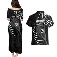 Personalised New Zealand Silver Fern Lacrosse Couples Matching Puletasi and Hawaiian Shirt Aotearoa Maori Pattern LT14 - Polynesian Pride
