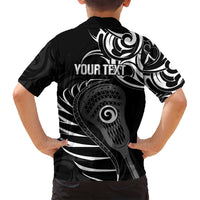 Personalised New Zealand Silver Fern Lacrosse Family Matching Summer Maxi Dress and Hawaiian Shirt Aotearoa Maori Pattern