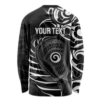 Personalised New Zealand Silver Fern Lacrosse Long Sleeve Shirt Aotearoa Maori Pattern