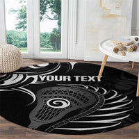Personalised New Zealand Silver Fern Lacrosse Round Carpet Aotearoa Maori Pattern