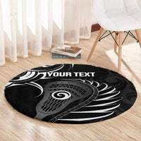 Personalised New Zealand Silver Fern Lacrosse Round Carpet Aotearoa Maori Pattern