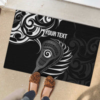 Personalised New Zealand Silver Fern Lacrosse Rubber Doormat Aotearoa Maori Pattern