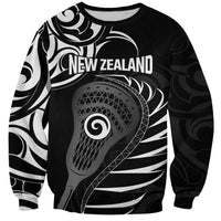 Personalised New Zealand Silver Fern Lacrosse Sweatshirt Aotearoa Maori Pattern
