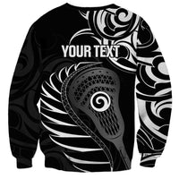 Personalised New Zealand Silver Fern Lacrosse Sweatshirt Aotearoa Maori Pattern