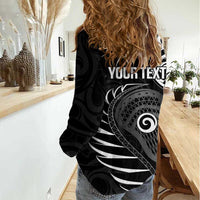 Personalised New Zealand Silver Fern Lacrosse Women Casual Shirt Aotearoa Maori Pattern LT14 - Polynesian Pride