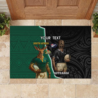 Personalised New Zealand And South Africa Rugby Rubber Doormat 2024 All Black Springboks Mascots Together