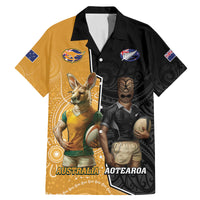 Personalised New Zealand And Australia Rugby Family Matching Mermaid Dress and Hawaiian Shirt 2024 All Black Wallabies Mascots Together