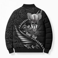 Personalised All Black New Zealand Darts Bomber Puffer Jacket Aoteroa Fern Maori Galaxy Style LT14 - Polynesian Pride