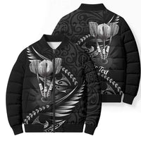 Personalised All Black New Zealand Darts Bomber Puffer Jacket Aoteroa Fern Maori Galaxy Style LT14 - Polynesian Pride