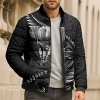 Personalised All Black New Zealand Darts Bomber Puffer Jacket Aoteroa Fern Maori Galaxy Style LT14 - Polynesian Pride