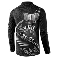 Personalised All Black New Zealand Darts Button Sweatshirt Aoteroa Fern Maori Galaxy Style