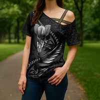 Personalised All Black New Zealand Darts Cross Shoulder Shirt Aoteroa Fern Maori Galaxy Style - Polynesian Pride