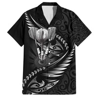 Personalised All Black New Zealand Darts Family Matching Summer Maxi Dress and Hawaiian Shirt Aoteroa Fern Maori Galaxy Style