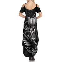 Personalised All Black New Zealand Darts Family Matching Summer Maxi Dress and Hawaiian Shirt Aoteroa Fern Maori Galaxy Style