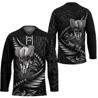 Personalised All Black New Zealand Darts Hockey Jersey Aoteroa Fern Maori Galaxy Style - Polynesian Pride