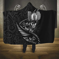 Personalised All Black New Zealand Darts Hooded Blanket Aoteroa Fern Maori Galaxy Style
