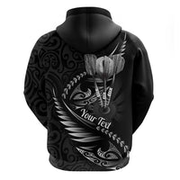 Personalised All Black New Zealand Darts Hoodie Aoteroa Fern Maori Galaxy Style