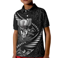 Personalised All Black New Zealand Darts Kid Polo Shirt Aoteroa Fern Maori Galaxy Style
