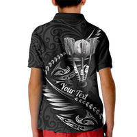 Personalised All Black New Zealand Darts Kid Polo Shirt Aoteroa Fern Maori Galaxy Style
