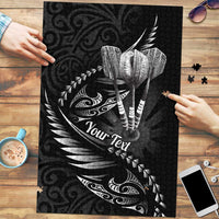 Personalised All Black New Zealand Darts Puzzle Aoteroa Fern Maori Galaxy Style LT14 Black - Polynesian Pride