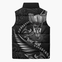 Personalised All Black New Zealand Darts Sleeveless Puffer Jacket Aoteroa Fern Maori Galaxy Style LT14 - Polynesian Pride