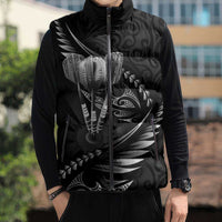 Personalised All Black New Zealand Darts Sleeveless Puffer Jacket Aoteroa Fern Maori Galaxy Style LT14 - Polynesian Pride