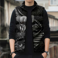 Personalised All Black New Zealand Darts Sleeveless Puffer Jacket Aoteroa Fern Maori Galaxy Style LT14 - Polynesian Pride