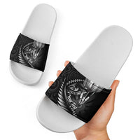 Personalised All Black New Zealand Darts Slide Sandals Aoteroa Fern Maori Galaxy Style - Polynesian Pride