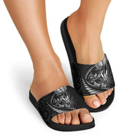 Personalised All Black New Zealand Darts Slide Sandals Aoteroa Fern Maori Galaxy Style - Polynesian Pride