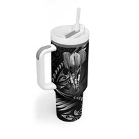 All Black New Zealand Darts Tumbler With Handle Aoteroa Fern Maori Galaxy Style LT14 - Polynesian Pride