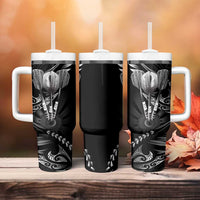 All Black New Zealand Darts Tumbler With Handle Aoteroa Fern Maori Galaxy Style LT14 - Polynesian Pride