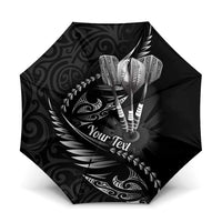 Personalised All Black New Zealand Darts Umbrella Aoteroa Fern Maori Galaxy Style - Polynesian Pride
