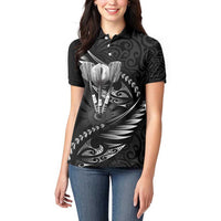 Personalised All Black New Zealand Darts Women Polo Shirt Aoteroa Fern Maori Galaxy Style