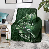 Personalised All Green New Zealand Darts Blanket Aoteroa Fern Maori Galaxy Style