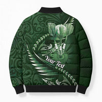 Personalised All Green New Zealand Darts Bomber Puffer Jacket Aoteroa Fern Maori Galaxy Style LT14 - Polynesian Pride