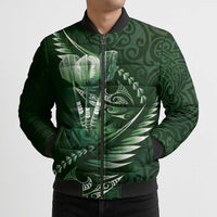 Personalised All Green New Zealand Darts Bomber Puffer Jacket Aoteroa Fern Maori Galaxy Style LT14 - Polynesian Pride