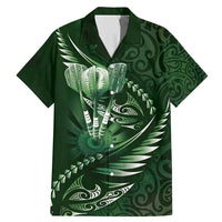 Personalised All Green New Zealand Darts Family Matching Mermaid Dress and Hawaiian Shirt Aoteroa Fern Maori Galaxy Style