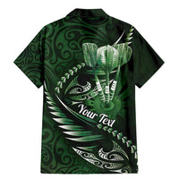 Personalised All Green New Zealand Darts Family Matching Mermaid Dress and Hawaiian Shirt Aoteroa Fern Maori Galaxy Style