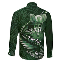 Personalised All Green New Zealand Darts Family Matching Short Sleeve Bodycon Dress and Hawaiian Shirt Aoteroa Fern Maori Galaxy Style