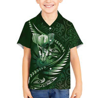 Personalised All Green New Zealand Darts Kid Hawaiian Shirt Aoteroa Fern Maori Galaxy Style