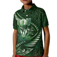 Personalised All Green New Zealand Darts Kid Polo Shirt Aoteroa Fern Maori Galaxy Style