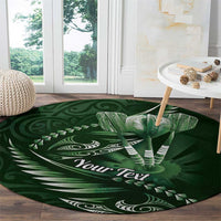 Personalised All Green New Zealand Darts Round Carpet Aoteroa Fern Maori Galaxy Style