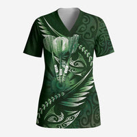 Personalised All Green New Zealand Darts Scrub Top Aoteroa Fern Maori Galaxy Style - Polynesian Pride
